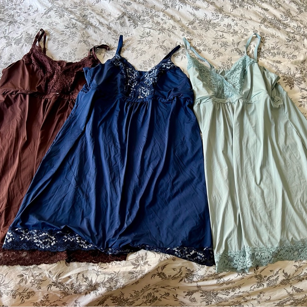 Set of Three Lace Trim Nightgowns